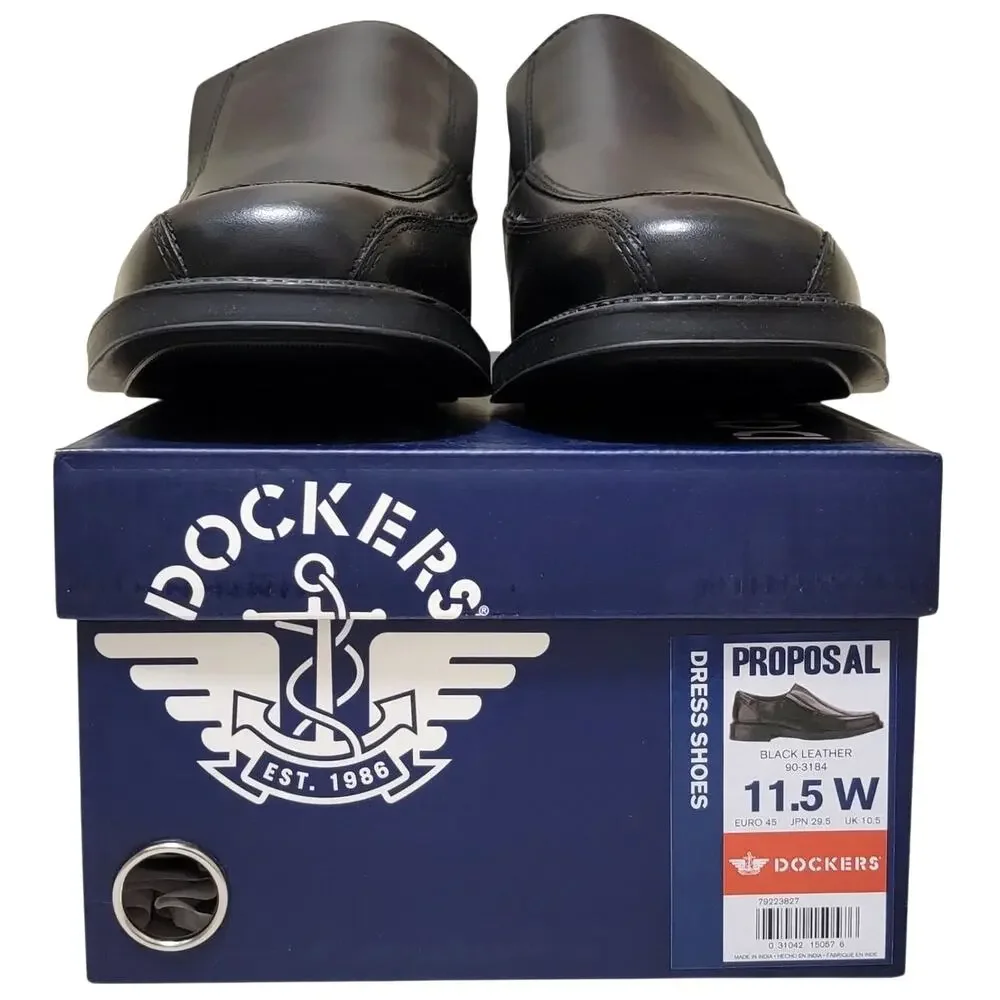 Dockers Men Proposal Slip On Dress Bicycle Toe Loafers Sz US 11.5W Black Leather